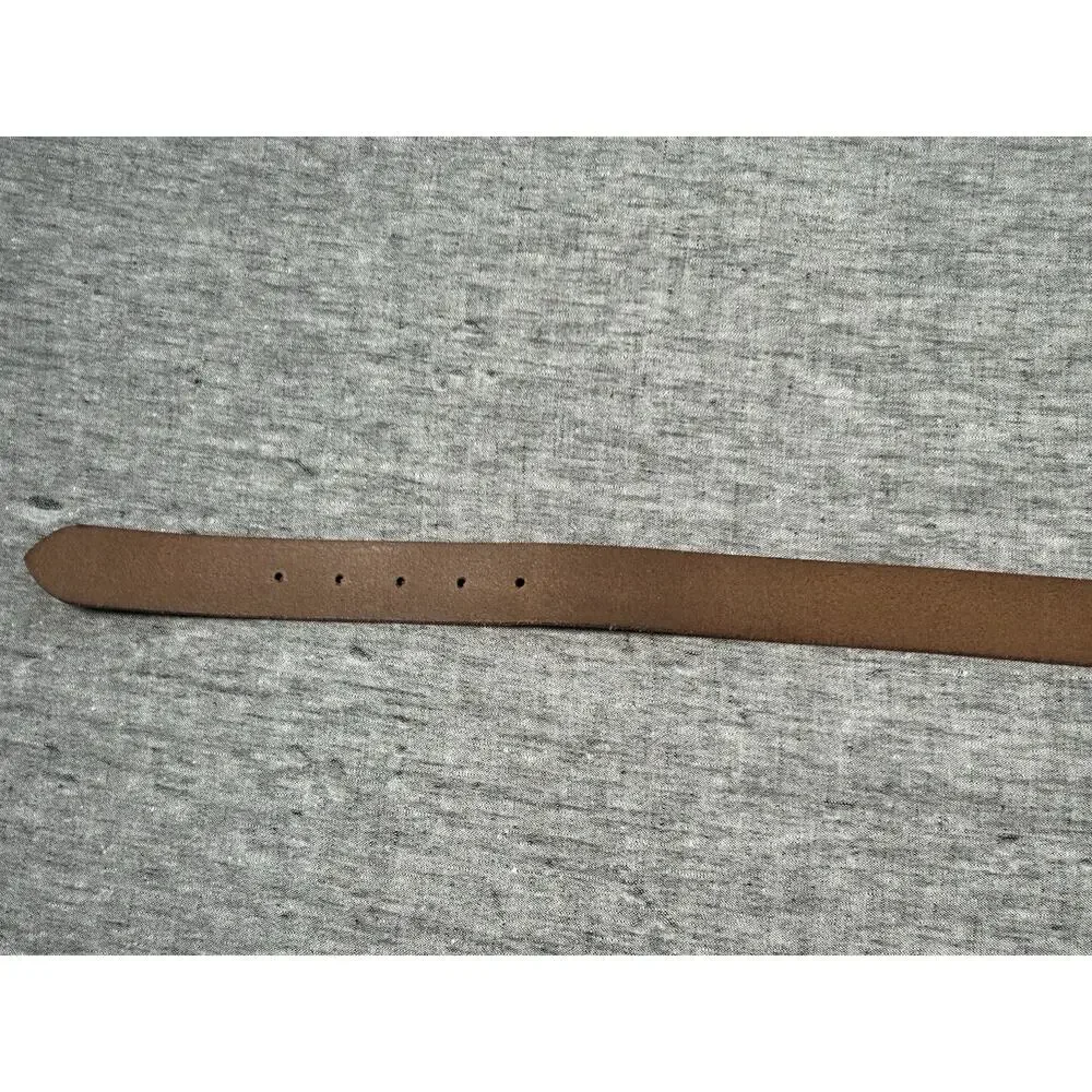 Allsaints Leather Belt Mens 40 Brown Genuine Leather Silver Colored Buckle